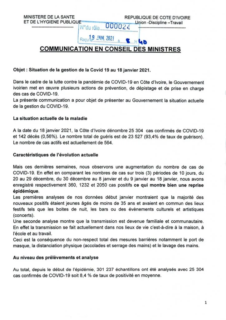 Côte d'Ivoire - Covid-19: Nouvelles mesures proposées (Ministère de la Santé) Nouvelles mesures proposées 1