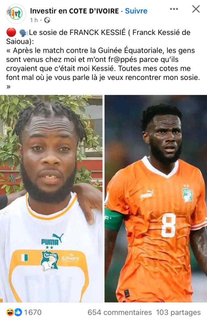 « J’ai été tabassé à cause de Franck Kessié », le sosie du footballeur fait des révélations « J’ai été tabassé à cause de Franck Kessié », le sosie du footballeur fait des révélations | Affairage.ci