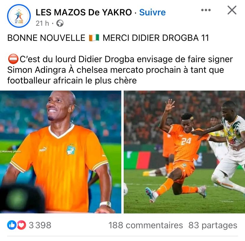 Drogba veut faire d'Adingra le footballeur africain le plus cher de l'histoire Drogba veut faire d'Adingra le footballeur africain le plus cher de l'histoire | Affairage.ci