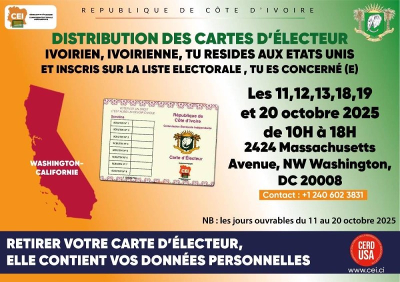 Distribution des cartes d’électeurs : la diaspora ivoirienne aux États-Unis appelée à se mobiliser électeurs